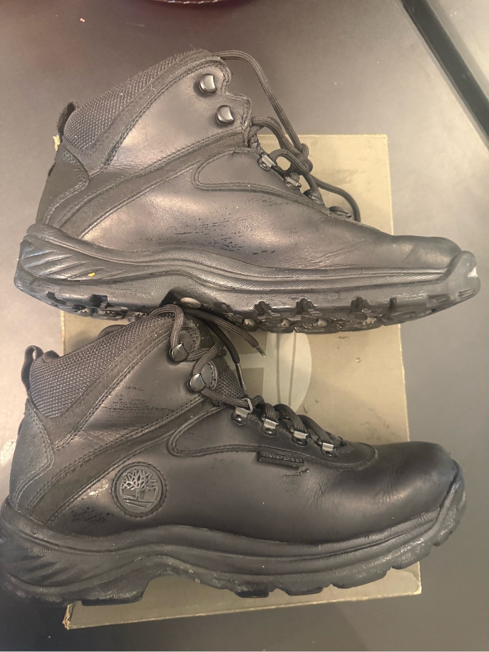 Timberland White Ledge Waterproof Hiking Boots Black Leather Menโs 9